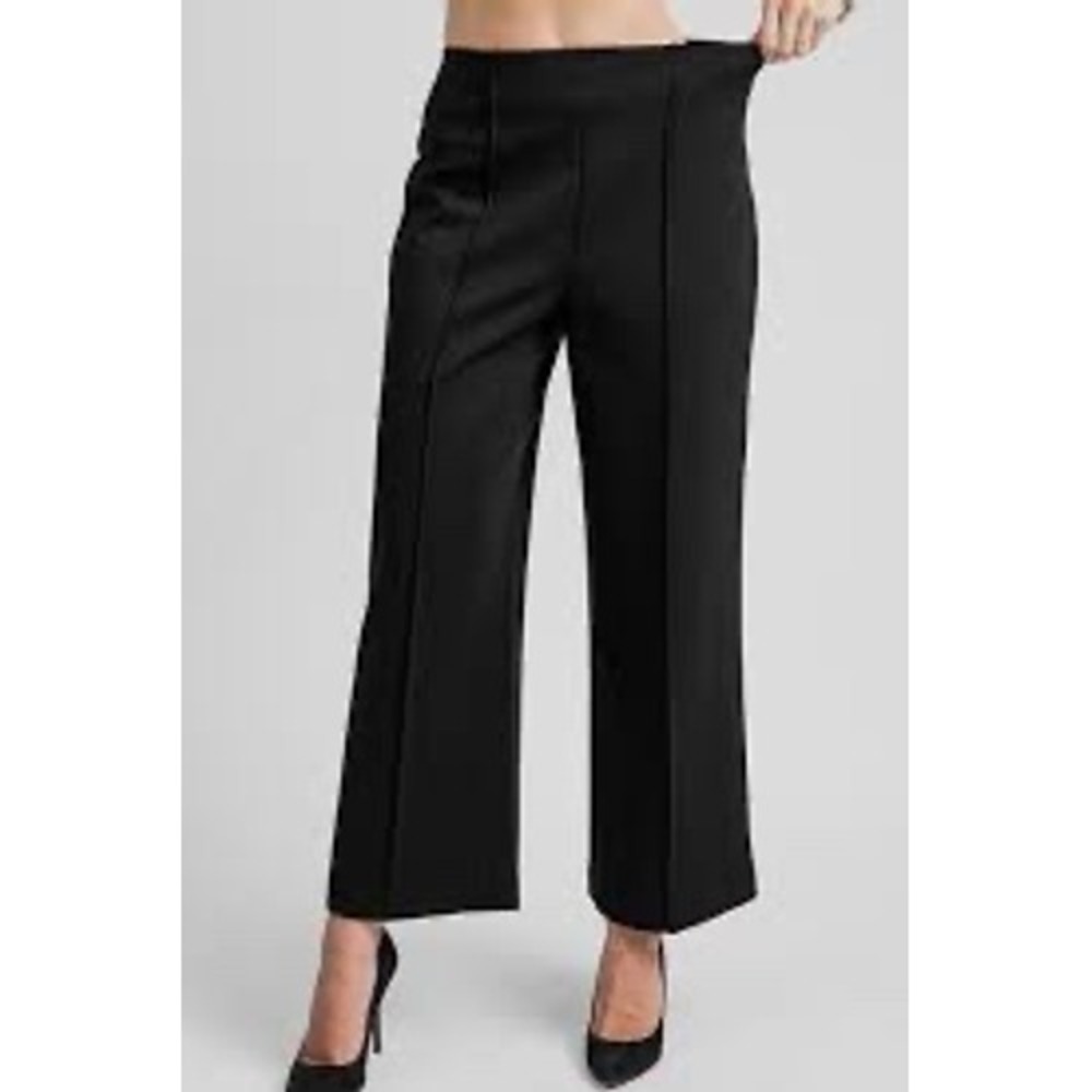Spanx The Perfect Pant Women 3X Petite Black Excellent Cropped Wide Leg Ponte